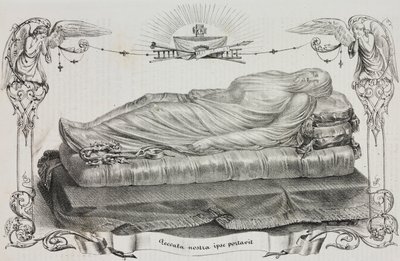 Cristo velado por Giuseppe Sanmartino (cerca de 1720-1793), Cappella Sansevero, Nápoles, Campânia, Itália, litografia de Salvatore Puglia de Poliorama Pittoresco, n 33, 26 de Março de Salvatore Puglia