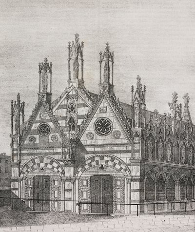 Vista da Igreja de Santa Maria della Spina em Pisa, Toscana, Itália, litografia de Salvatore Puglia de Poliorama Pittoresco, n 34, 29 de Março de Salvatore Puglia