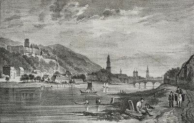 Vista de Heidelberg, Alemanha, litografia de Salvatore Puglia de Poliorama Pittoresco, n 28, 19 de Fevereiro de Salvatore Puglia