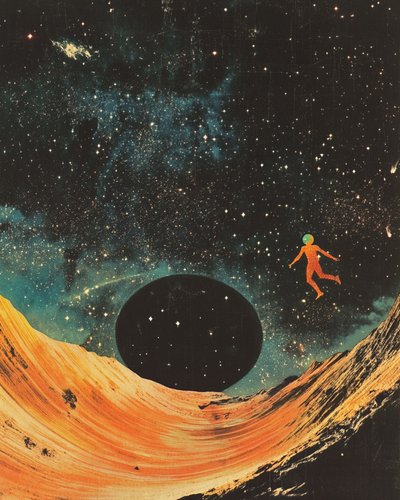 Astronauta a flutuar num planeta desértico de Samantha Hearn