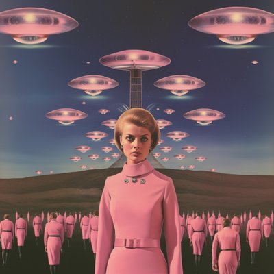 Invasão Alienígena Retrô Rosa de Samantha Hearn