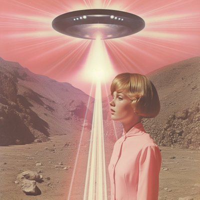 Mulher sob o feixe de luz de um OVNI de Samantha Hearn