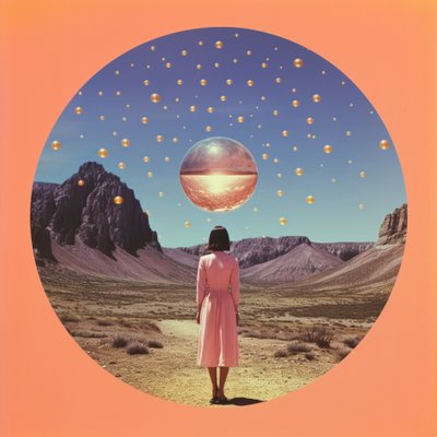 Mulher num deserto surreal de Samantha Hearn