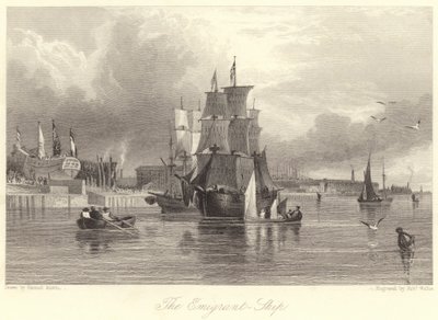 O Emigrante, Navio (gravura) de Samuel (after) Austin