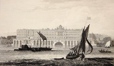 Vista da Casa de Somerset do Rio Tamisa, gravada por W.B. Cooke (1778-1855) 1814 (gravura) de Samuel (after) Owen