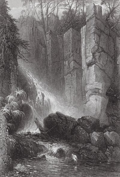 Austrália: Cataract Gle, Monte Wellington, Tasmânia (gravura) de Samuel (after) Prout