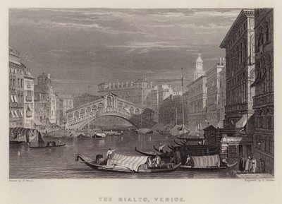 O Rialto, Veneza (cor litho) de Samuel (after) Prout