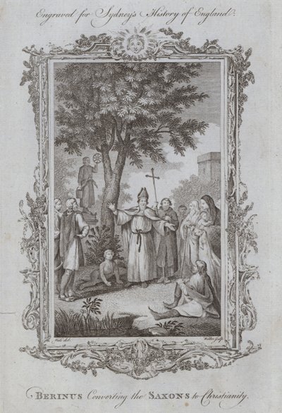 Berinus Convertendo os Saxões ao Cristianismo (gravação) de Samuel (after) Wale