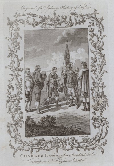 Charles I ordenando que seu Padrão seja erguido no Castelo de Nottingham (gravura) de Samuel (after) Wale