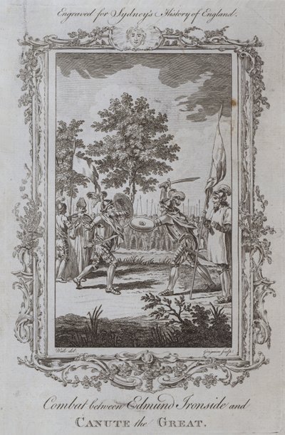 Combate entre Edmund Ironside e Canute the Great (gravura) de Samuel (after) Wale