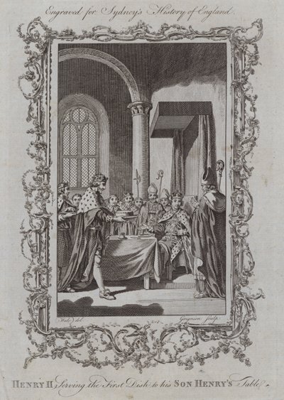 Henrique II Servindo o Primeiro Prato à Mesa do seu Filho Henrique (gravura) de Samuel (after) Wale