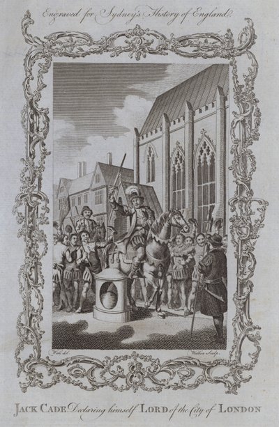 Jack Cade declarando-se Senhor da Cidade de Londres (gravura) de Samuel (after) Wale