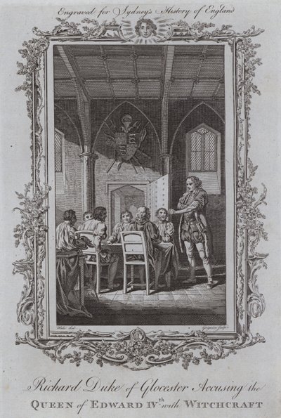 Richard Duque de Glocester Acusando a Rainha de Edward IVth com Bruxaria (gravação) de Samuel (after) Wale