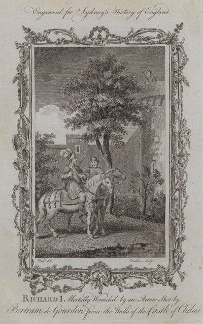 Richard I Mortally Wounded by an Arrow Shot by Bertram de Gourdon from the Walls of the Castle of Chilus (gravura) de Samuel (after) Wale