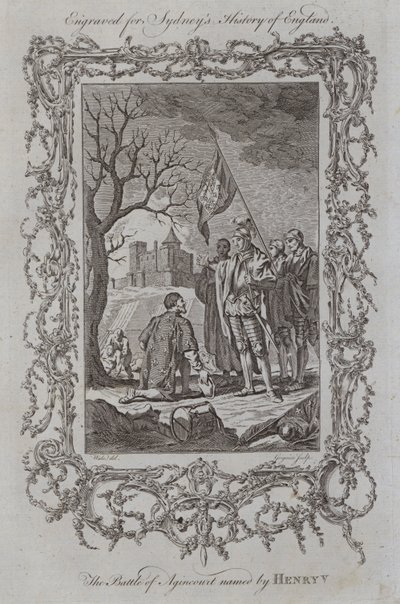 A Batalha de Agincourt nomeada por Henrique V (gravura) de Samuel (after) Wale