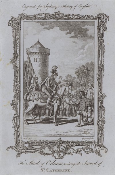 A Dama de Orleães recebendo a Espada de Santa Catarina (gravura) de Samuel (after) Wale