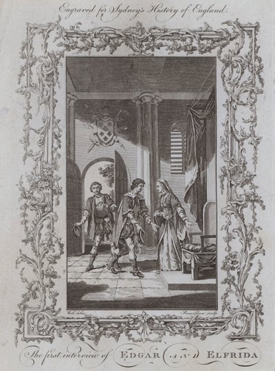 A primeira entrevista de Edgar e Elfrida (gravura) de Samuel (after) Wale
