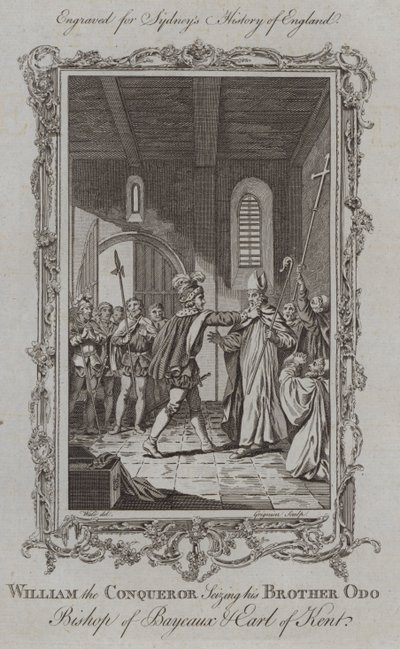 Guilherme, o Conquistador Apreendendo seu Irmão Odo Bispo de Bayeux e Conde de Kent (gravura) de Samuel (after) Wale