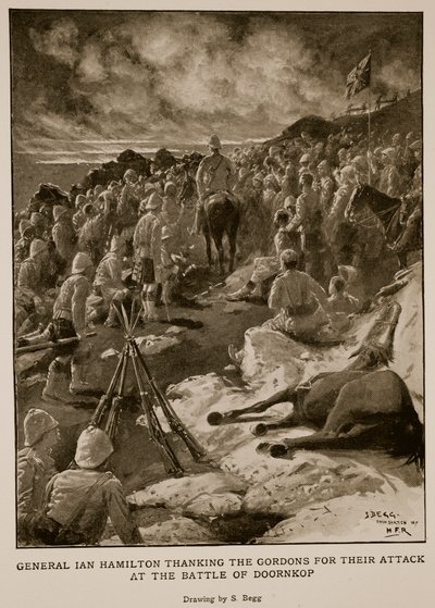 General Ian Hamilton agradece aos Gordons por seu ataque na batalha de Doornkop de Samuel Begg