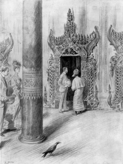 O príncipe e a princesa de Gales no palácio do rei Theebaws, Mandalay, Birmânia, 1906 de Samuel Begg