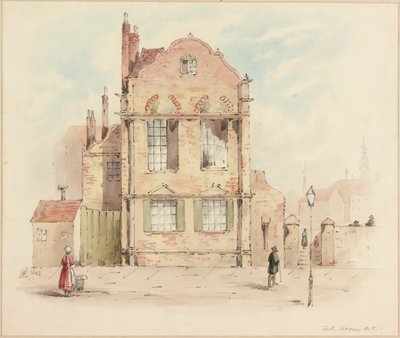 Forth House, Newcastle upon Tyne, 1843 (lápis e wc no papel) de Samuel Bilston