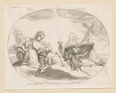 Fides (Geloof) en Charitas (Liefde)
Fides et Charitas (título sobre o objecto)
Diversos ontwerpen (título da série)
Opera Varia Historica, Poetica & Iconologica (título da série) de Samuel Bottschild