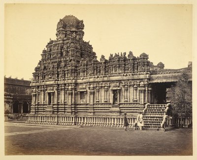 Uma vista do Templo Subrahmanya perto do Pagoda, Tanjore de Samuel Bourne