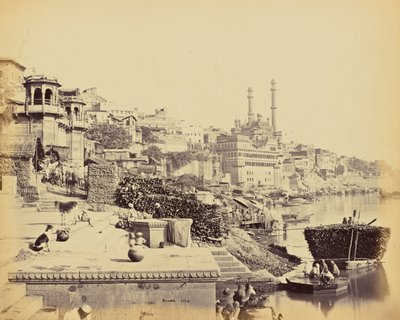 Benares; A Grande Mesquita de Arungzebe e os Ghats adjacentes de Samuel Bourne