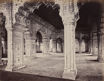 Deli. O palácio do imperador. Interior do Dewani no salão privado de Samuel Bourne