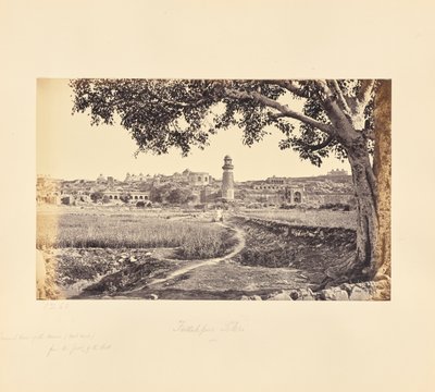 Fatehpur Sikri; vista geral das ruínas (lado oeste), a partir do sopé da colina de Samuel Bourne