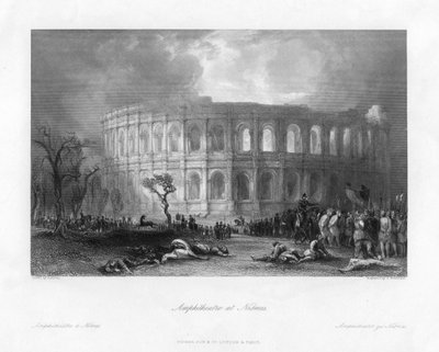 Anfiteatro em Nismes, França, século XIX de Samuel Bradshaw