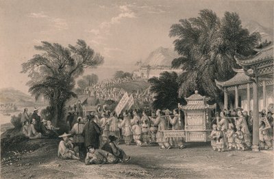 Procissão de casamento no Blue-cloud Creek, Chin-keang-foo, c1843-1858. de Samuel Bradshaw