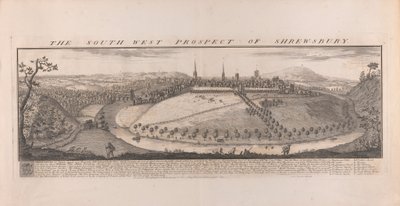 South West Prospect of Shrewsbury, Shropshire de Samuel Buck