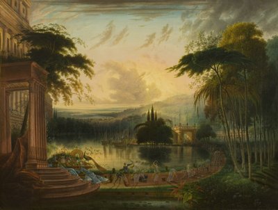 Uma Paisagem Romântica com a Chegada da Rainha de Sabá de Samuel Colman