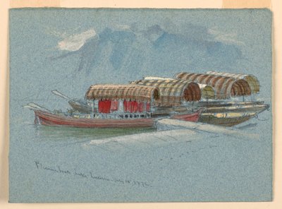 Desenho, Esboços. Barcos de recreio, Lago Lucerna, Suíça, 10 de julho de 1872 de Samuel Colman