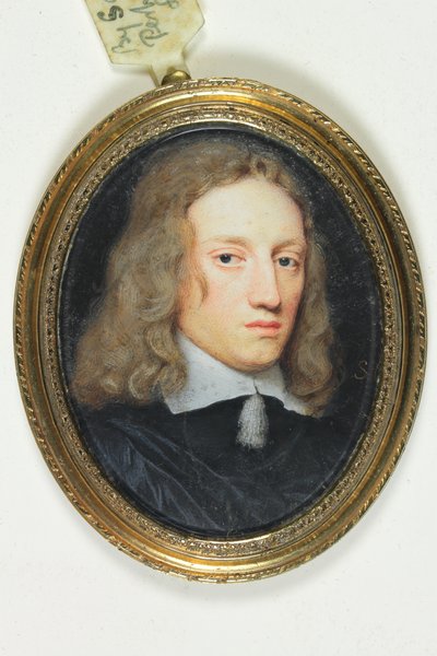 Gentleman in black doublet (aguarela em velino) de Samuel Cooper