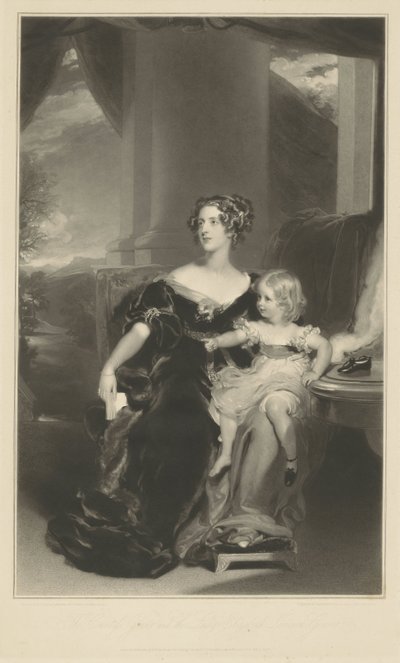 Retrato de Harriet, Condessa Gower e sua filha de Samuel Cousins