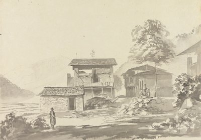 Na aldeia perto de Tassisudon [Tashicho Dzong] de Samuel Davis