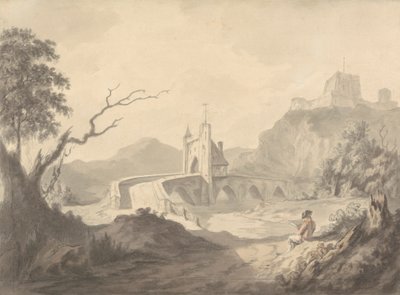 Cena do Rio e Ponte com Esboço de Artista em Primeiro Plano de Samuel Davis