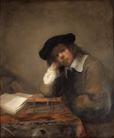 Retrato de uma juventude estudando Auto-retrato. de Samuel van Hoogstraten