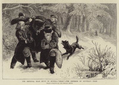 A caça ao urso imperial na Rússia, morto, o imperador do prêmio da Áustria de Samuel Edmund Waller
