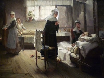 Evangeline descobrindo-a no hospital de Samuel G. Richards