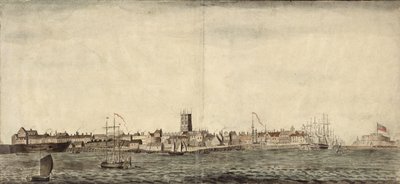 South-east View of Kingston upon Hull (caneta, tinta e lavagem sobre papel) de Samuel Heywood