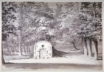 Uma casa de gelo ou conduíte em Greenwich Park, Londres, 1772 de Samuel Hieronymus Grimm
