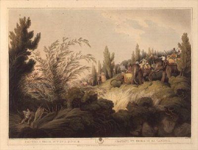 Conduzindo um tigre para fora da selva, de "Oriental Field Sports", pub. por Edward Orme de Samuel Howett