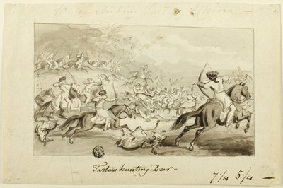 Cervos Caçando Tártaros (reto); Concha (verso) de Samuel Howett