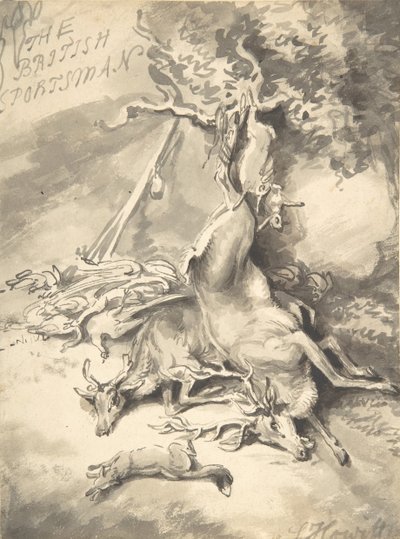 Projeto para o frontispício do desportista britânico, ca. 1812. de Samuel Howitt