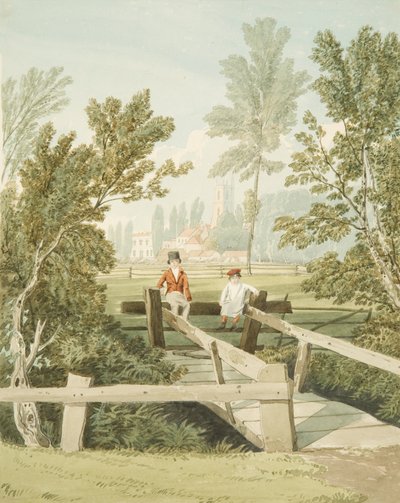 Dois Rapazes de uma Régua em Brislington Brook, c.1824 de Samuel Jackson
