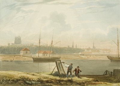 Vista através do Porto Flutuante com a Catedral e as Igrejas da Cidade, c. 1825 de Samuel Jackson