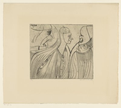 Grupo de figuras e rosto com língua saliente de Samuel Jessurun de Mesquita (signed by artist)
